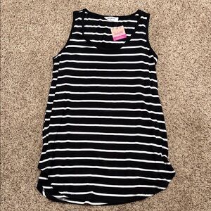 Zenana Black and White Striped Tank Top